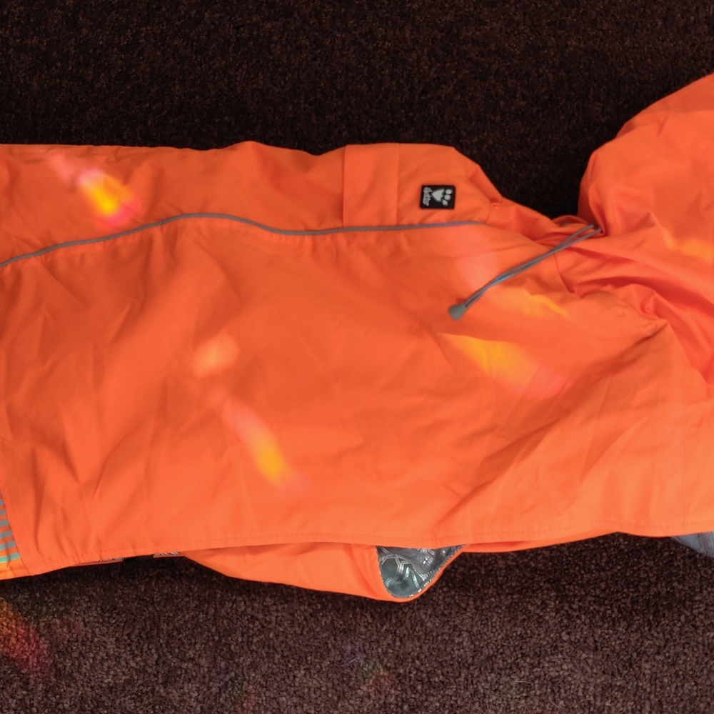 High-Visibility Orange Dog Rain Jacket with Reflective Trim